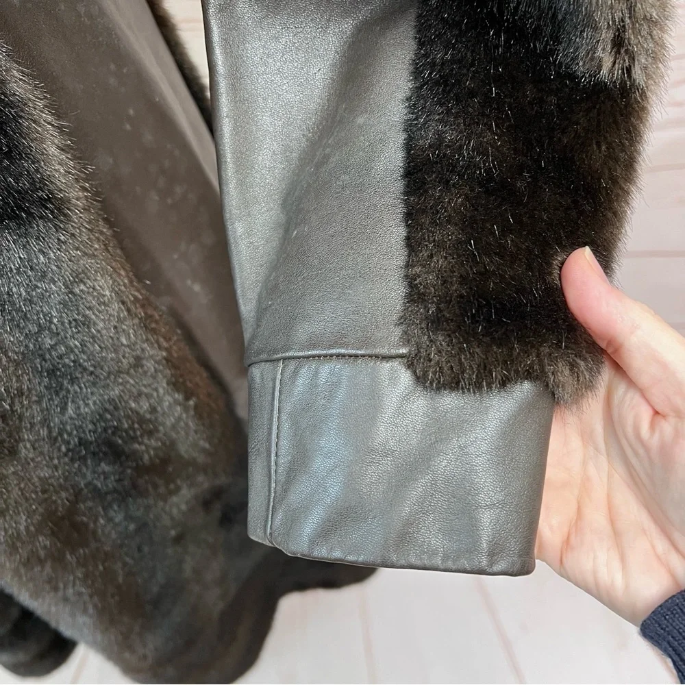Vintage Russian Princess Leather Faux Fur Corset Penny Lane Coat
